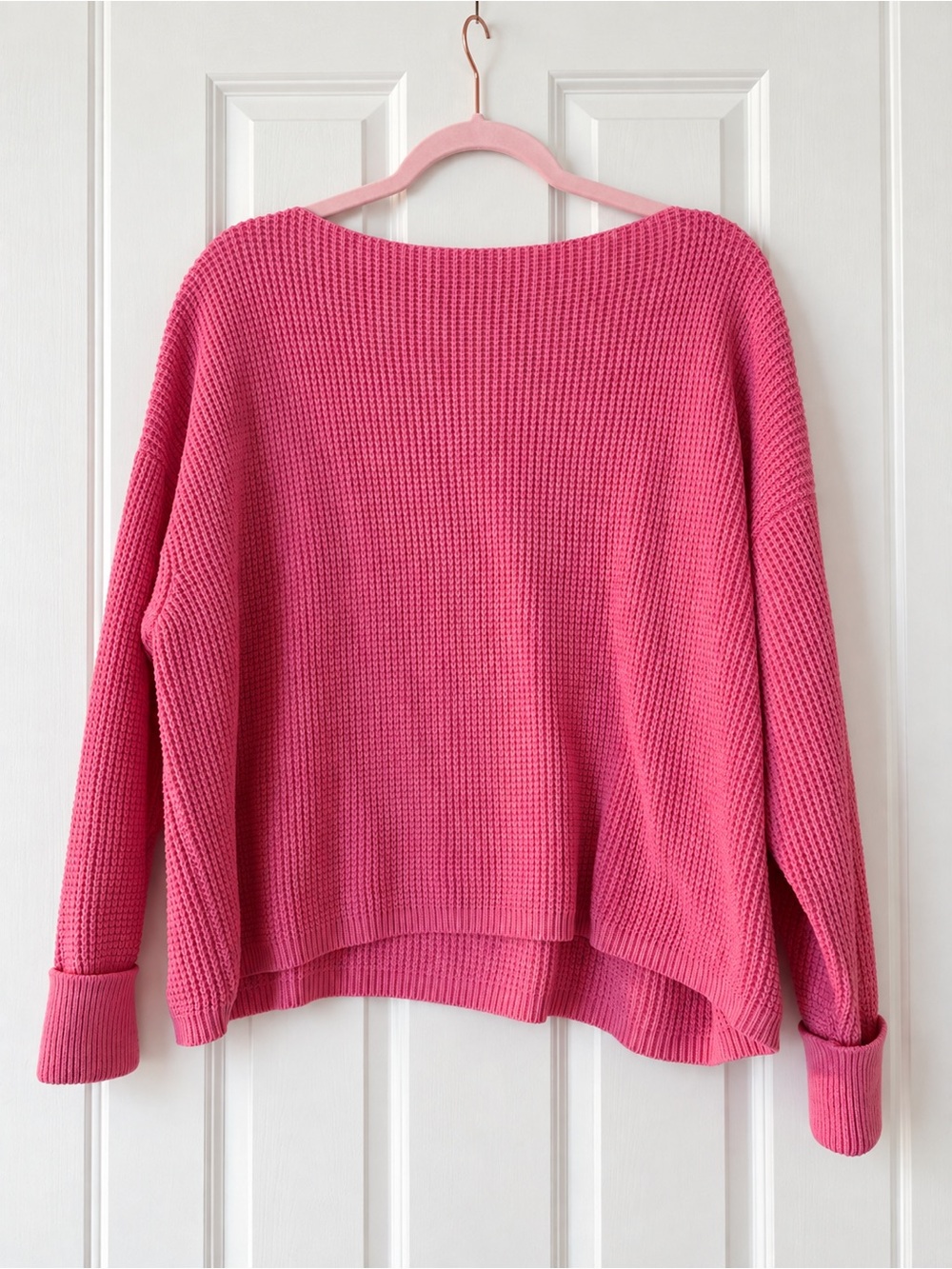 French Connection Millie Mozart Pink Waffle Knit Sweater L